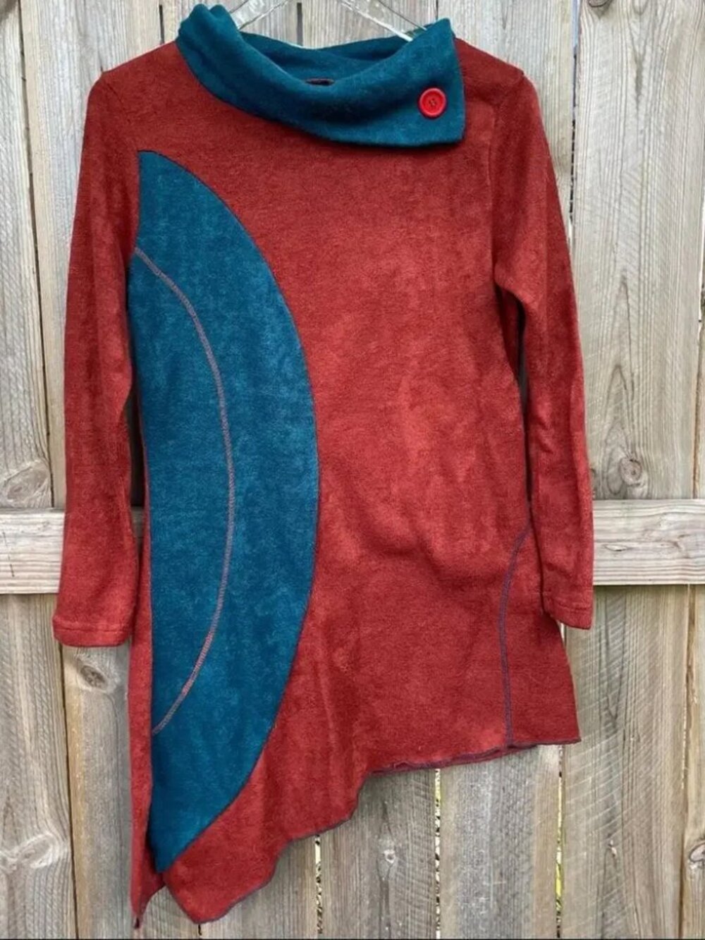 Rising International Sweater Tunic Colorblock Boho Pullover Sz Medium